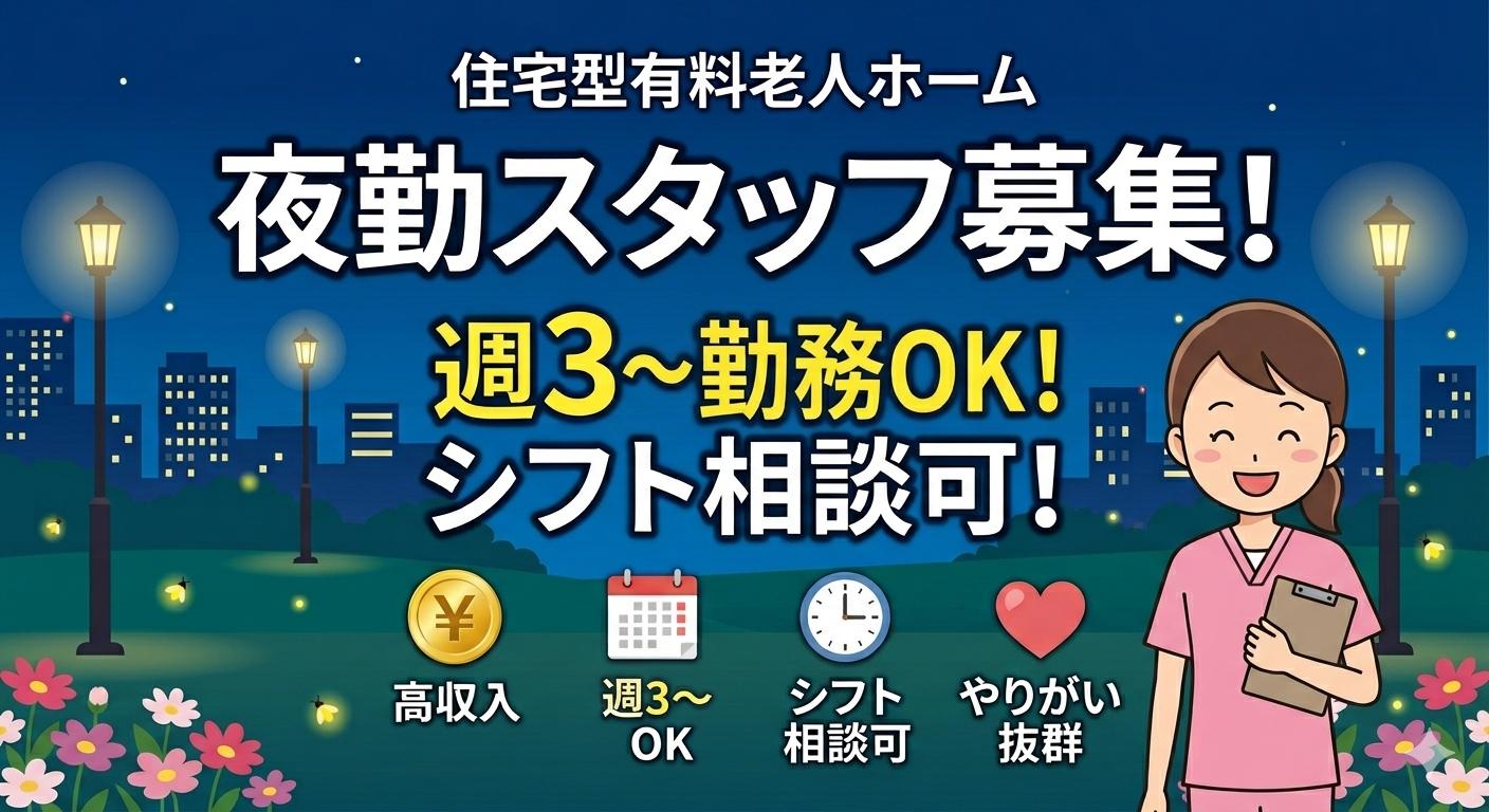 有料老人ホームでの夜勤専従スタッフ